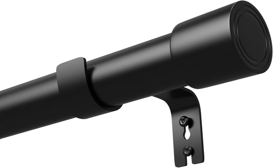 Venwemong Extendable Curtain Pole 180‑260 cm Heavy‑Duty Steel with Cap Finials
