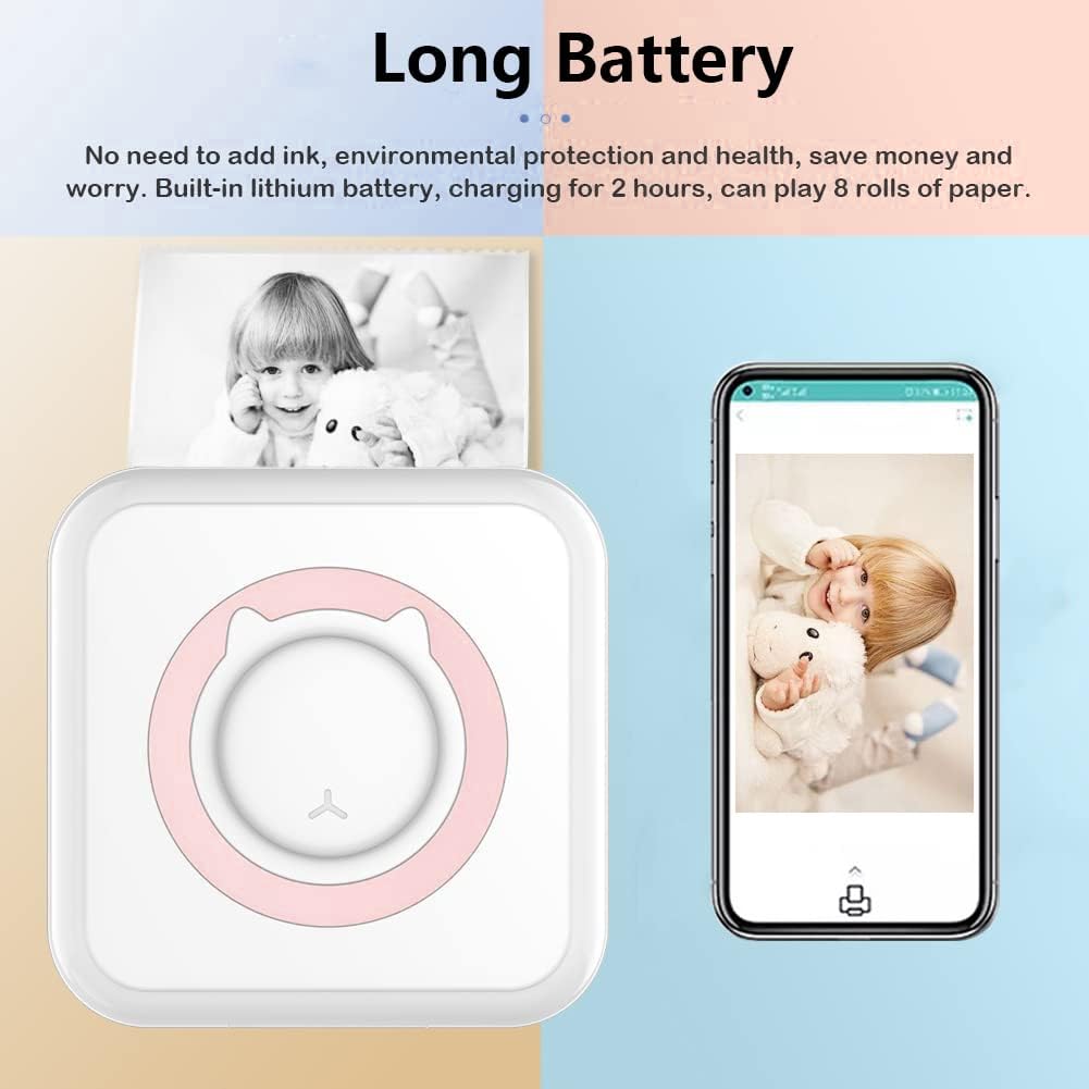 Mini Pocket Inkless Photo Printer with 12 Rolls | Wireless iOS/Android