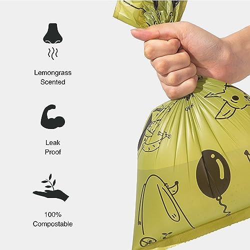 FUR SE 100% Compostable Dog Poop Bags - XL, Strong, Lemongrass Scented, 135 Pack