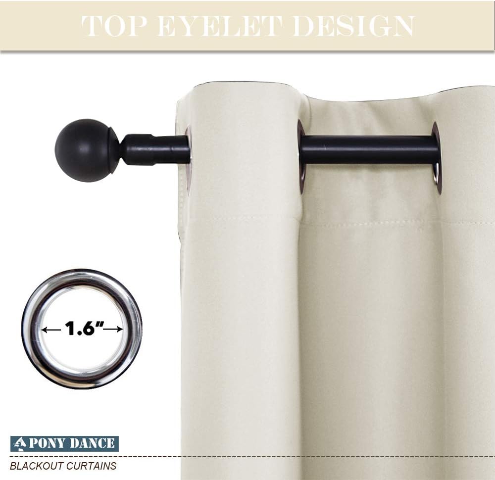 PONY DANCE Light Beige Thermal Eyelet Curtains Energy Saving Window B0DXFJYKQS