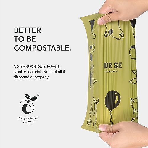 FUR SE 100% Compostable Dog Poop Bags - XL, Strong, Lemongrass Scented, 135 Pack