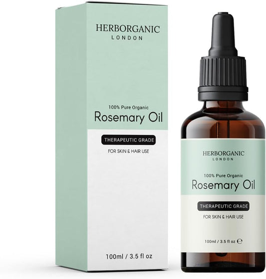 HERBORGANIC Organic Rosemary Oil 100 ml – Hair Growth, Scalp, Brows & Lashes