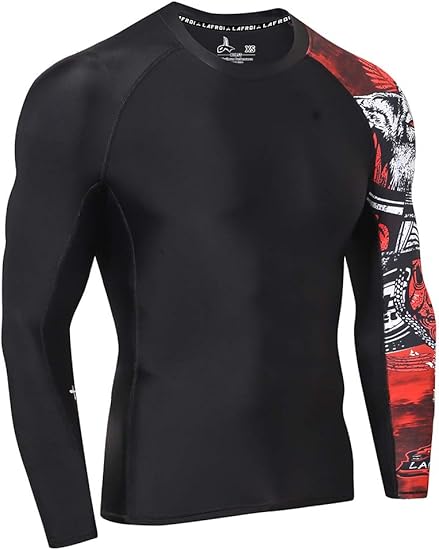 Mens Compression Rash Guard UPF50 Long Sleeve Baselayer Sports Top