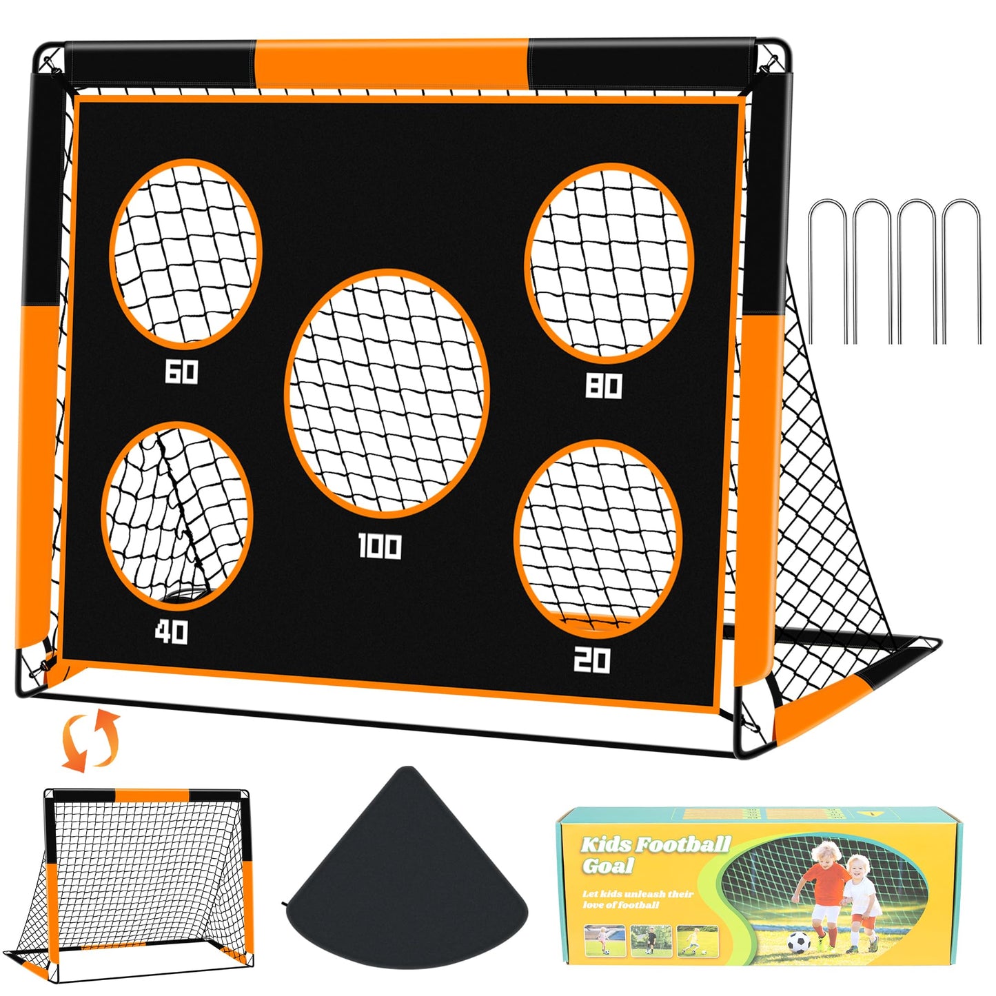 Gofady 2-in-1 Kids Football Goal & Training Net with Targets