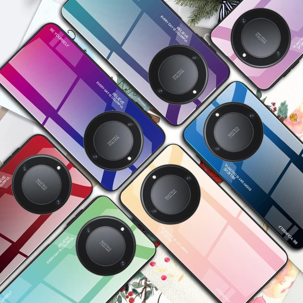 DEDUX Gradient Tempered Glass Shockproof Phone Case Cover