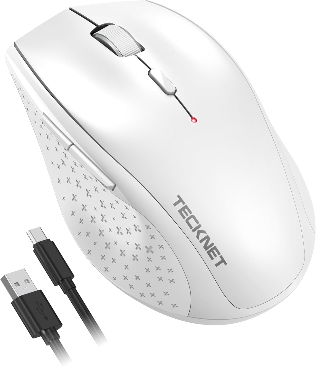 Wireless Mouse 6400 DPI Rechargeable USB Nano Receiver White