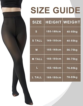 Womens Fleece Lined Thermal Tights Sheer Look Thick Winter Leggings