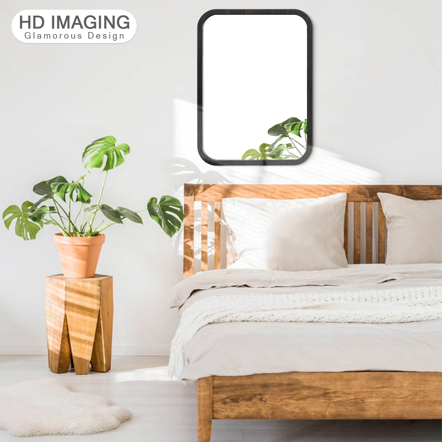 AOAOPQ Bathroom Mirror 18x26 Inch Wood Brown Farmhouse Wall Mirror