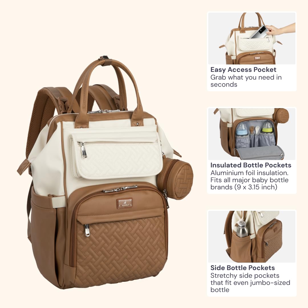 BabbleRoo Leather Baby Changing Bag Nappy Backpack