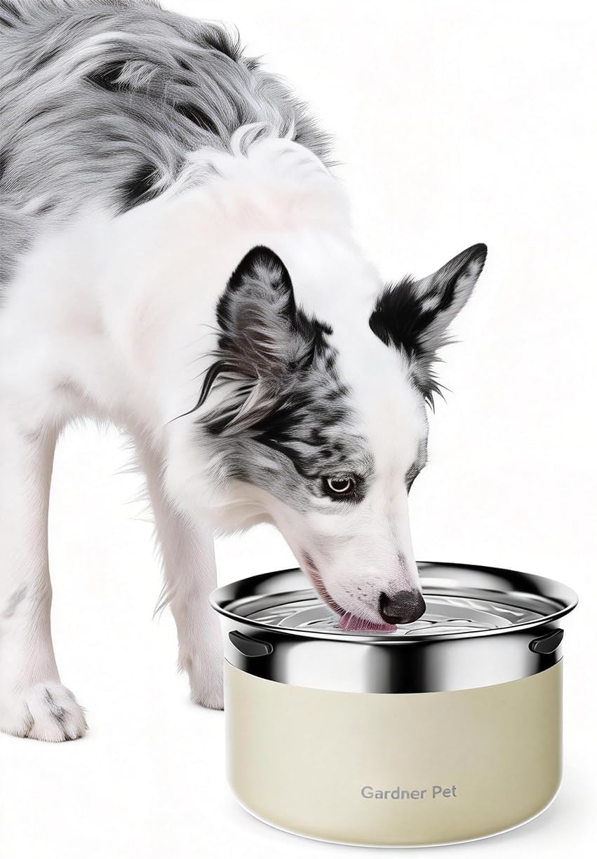 Gardner Pet Anti Spill Stainless Steel Dog Water Bowl Slow Drink