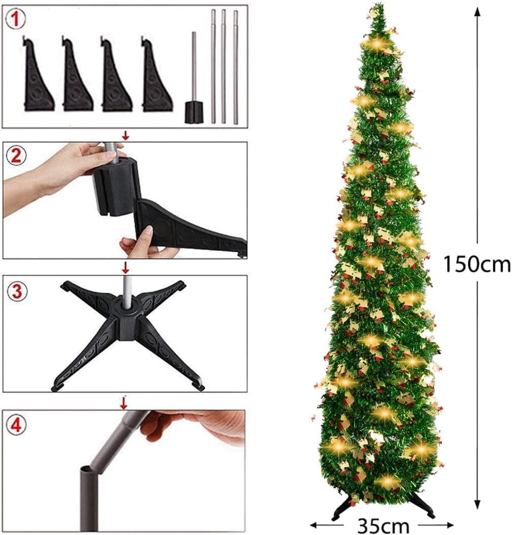 5ft Collapsible Artificial Christmas Tree – Easy Pop-Up Holiday Decor