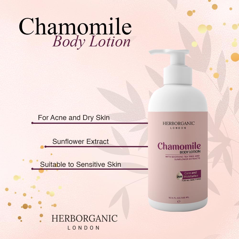 HERBORGANIC Calamine & Chamomile Body Lotion 300 ml – Soothing Moisturiser for Sensitive Skin