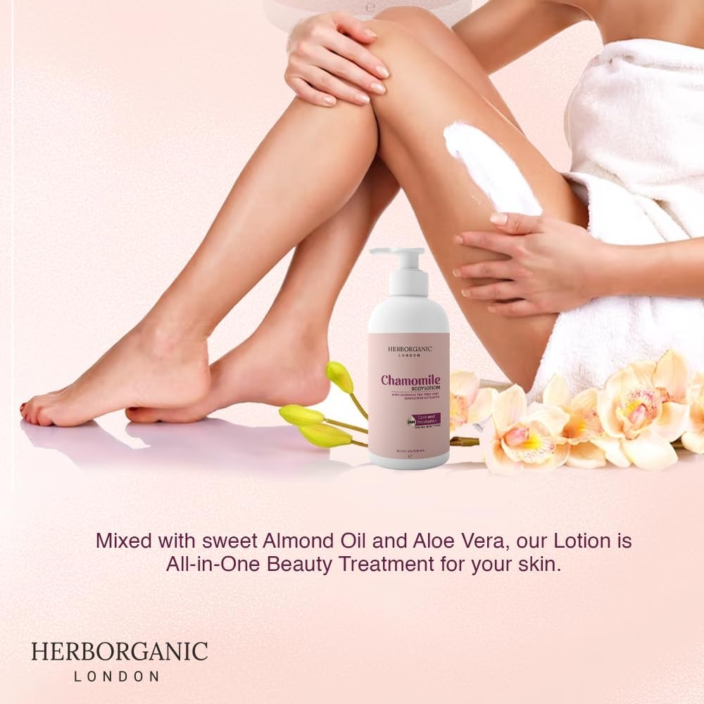 HERBORGANIC Calamine & Chamomile Body Lotion 300 ml – Soothing Moisturiser for Sensitive Skin