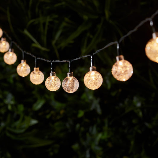 Lights4fun 40 Warm White Bubble Solar Fairy Lights