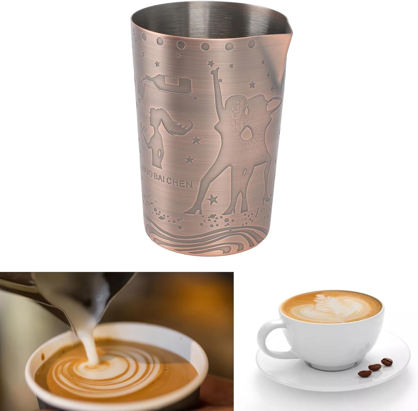 304 Stainless Steel Milk Frothing Pitcher 840ml Coffee Latte Jug
