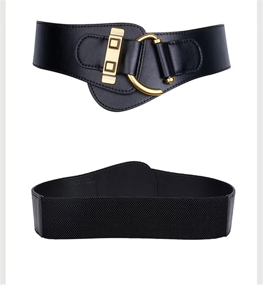 Women’s Wide Elastic Waist Belt Faux Leather Cinch Waistband Fashion