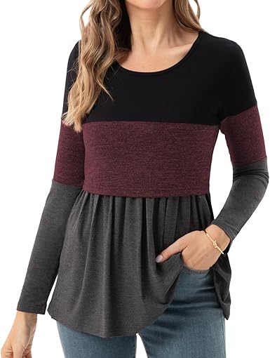 Womens Nursing Top Long Sleeve Scoop Neck Breastfeeding Shirt