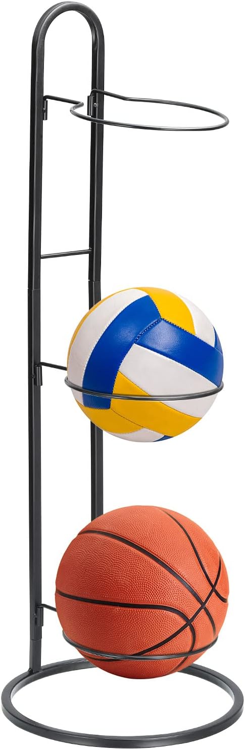 3-Tier Vertical Ball Storage Rack – Wall-Mounted Carbon Steel Organiser for Sports Balls