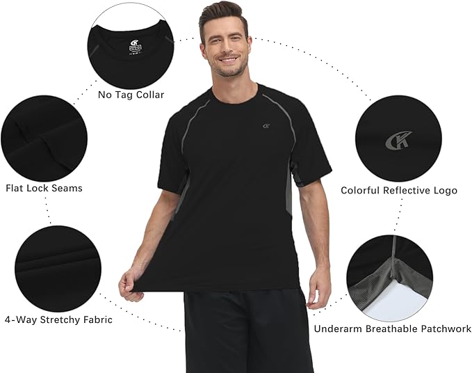 Mens Swim Shirt Rash Guard UPF 50 Short Sleeve Quick Dry Beach