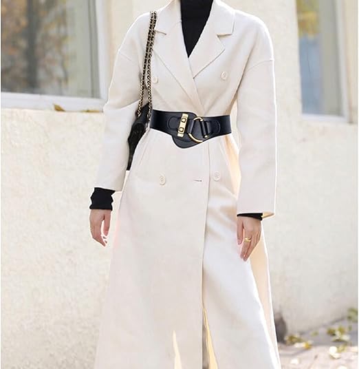 Women’s Wide Elastic Waist Belt Faux Leather Cinch Waistband Fashion