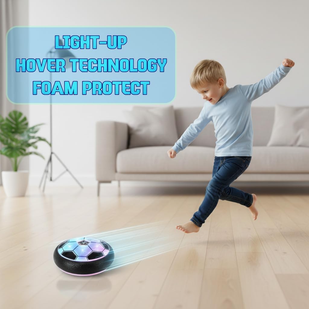 2 Pc LED Hover Football Set Indoor Air-Cushion Soccer Game Kids Gift