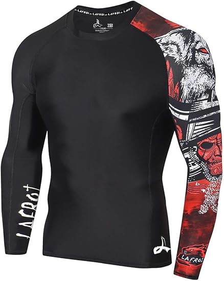 Mens Compression Rash Guard UPF50 Long Sleeve Baselayer Sports Top