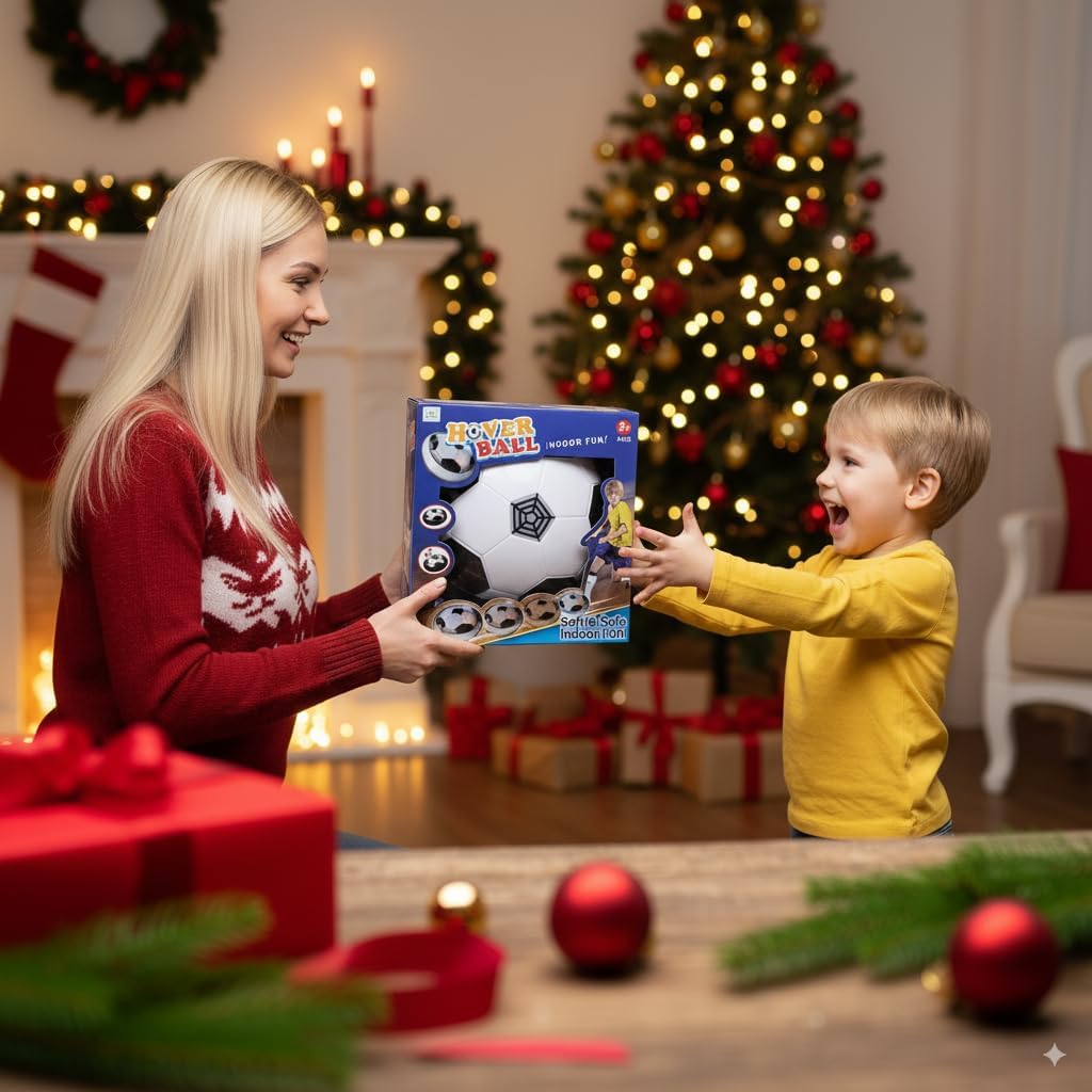 2 Pc LED Hover Football Set Indoor Air-Cushion Soccer Game Kids Gift