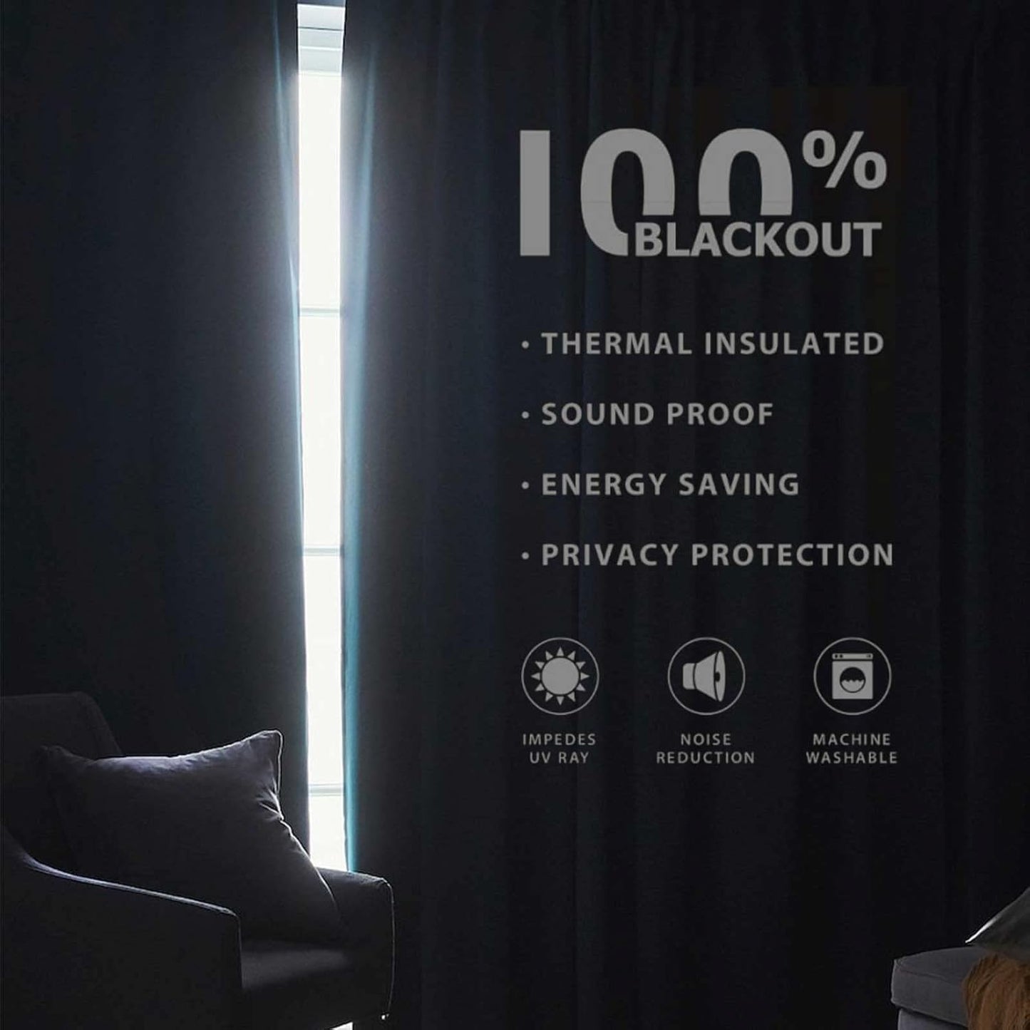 Blackout Curtains Thermal Insulated Room Darkening Eyelet Drapes 55x68"