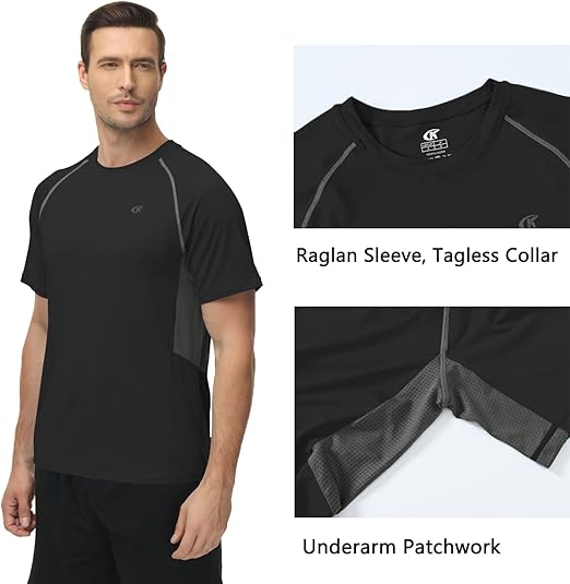 Mens Swim Shirt Rash Guard UPF 50 Short Sleeve Quick Dry Beach