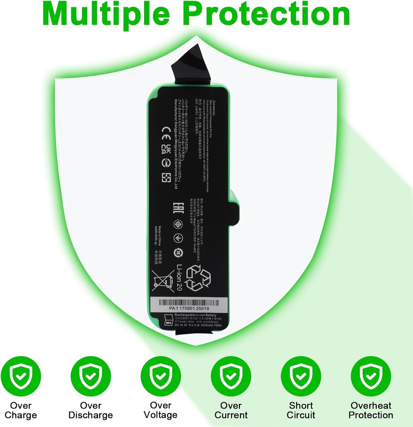 MXJFYY 14.4V 5200mAh Li-ion Replacement Battery for Roomba 500-900