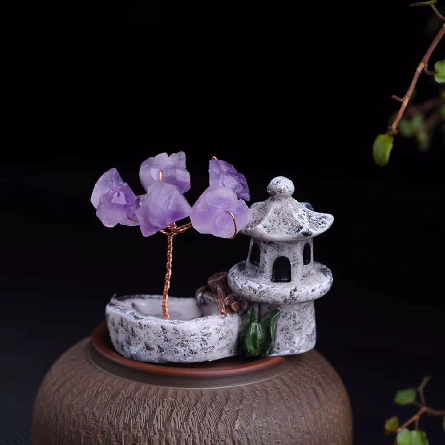 Healing Crystal Amethyst Tree of Life Bonsai Ornament Desk Decor