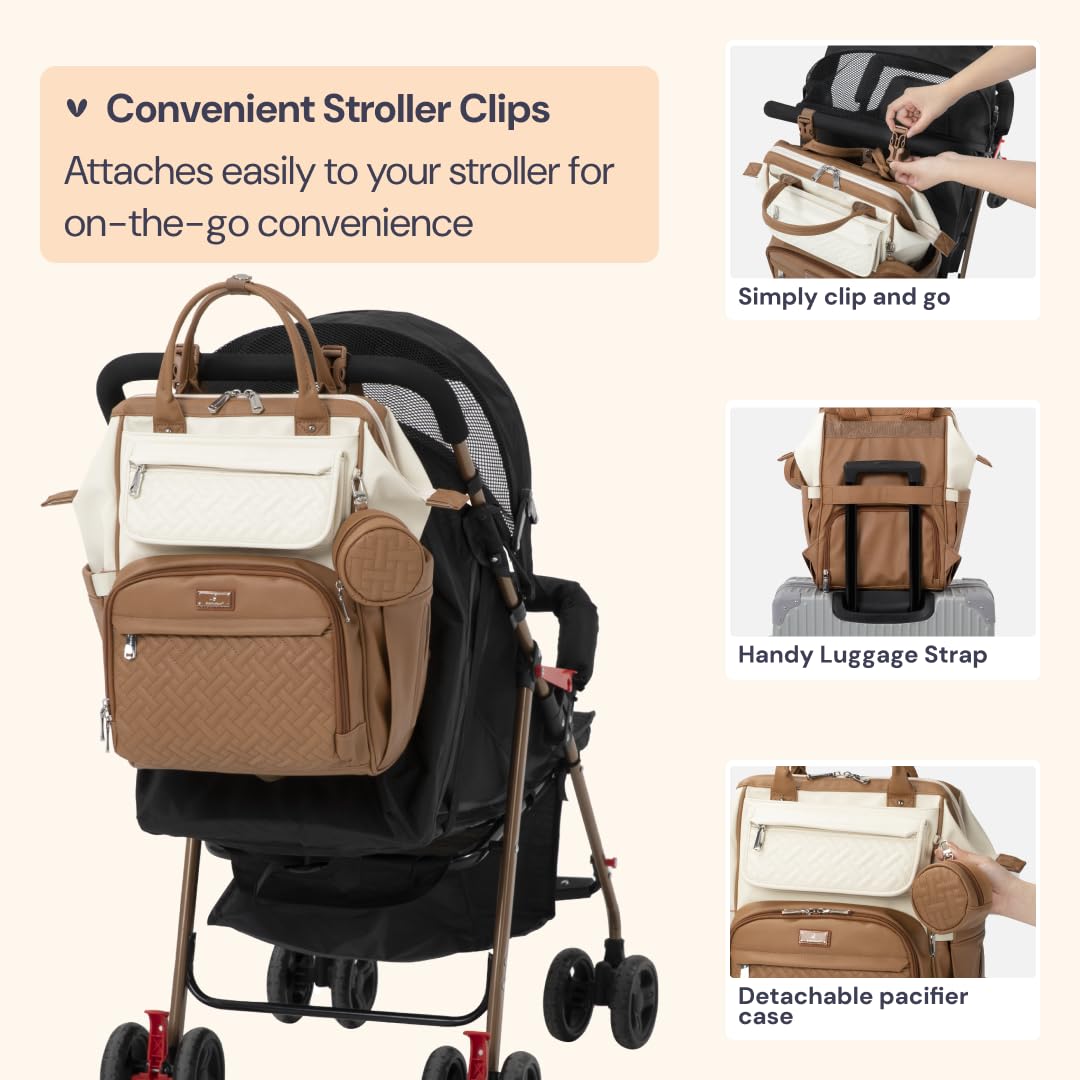 BabbleRoo Leather Baby Changing Bag Nappy Backpack