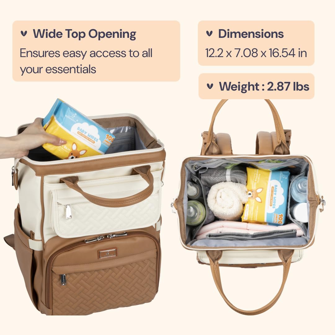 BabbleRoo Leather Baby Changing Bag Nappy Backpack