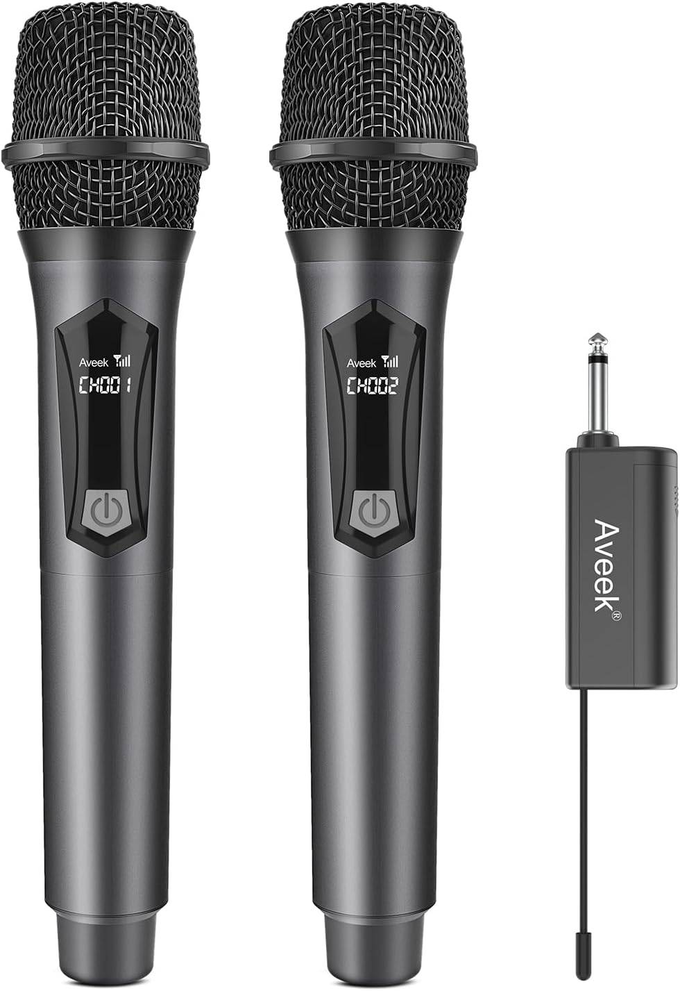 Aveek V8 Wireless Karaoke Mic System – 2 Handheld Mics + Rechargeable Receiver