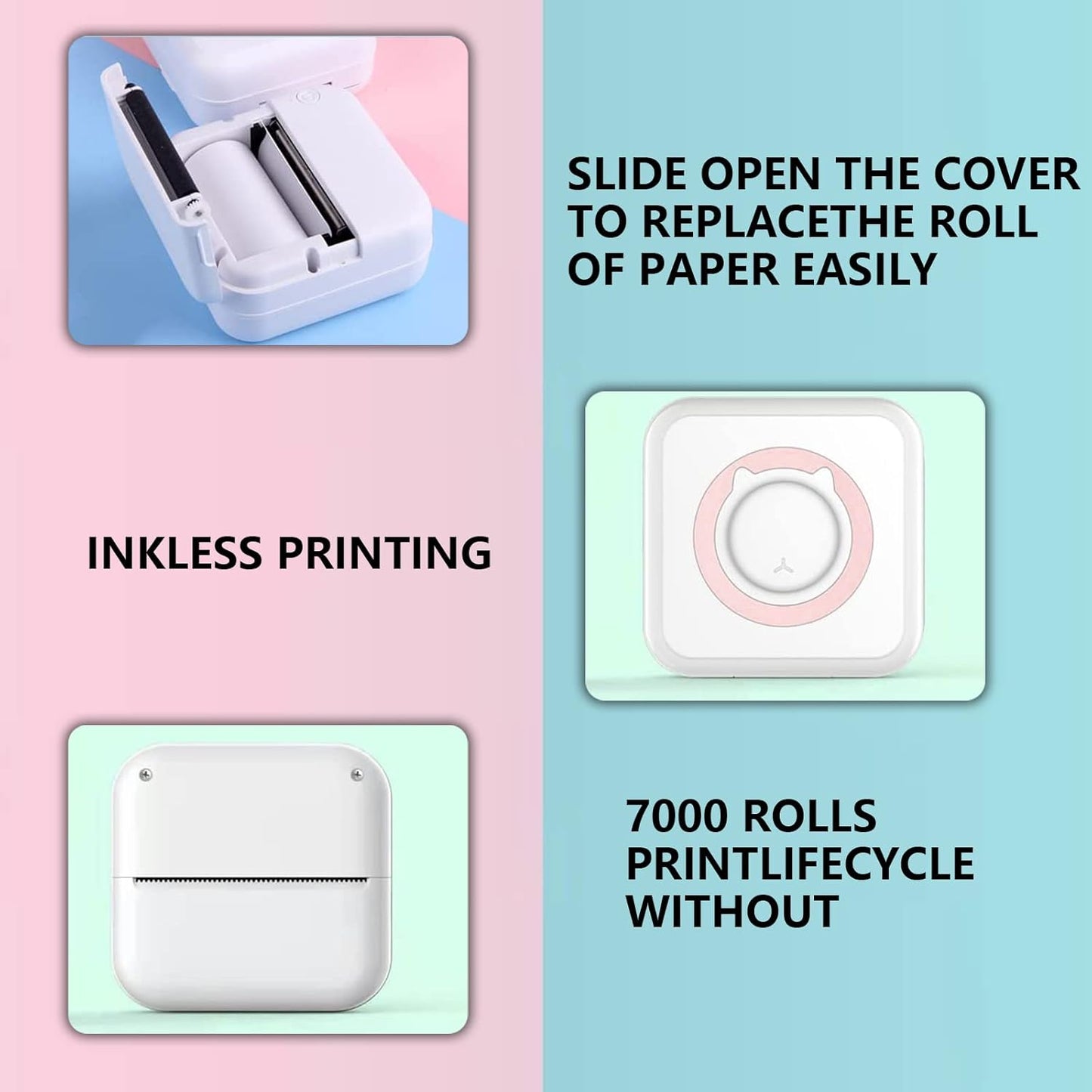 Mini Pocket Inkless Photo Printer with 12 Rolls | Wireless iOS/Android