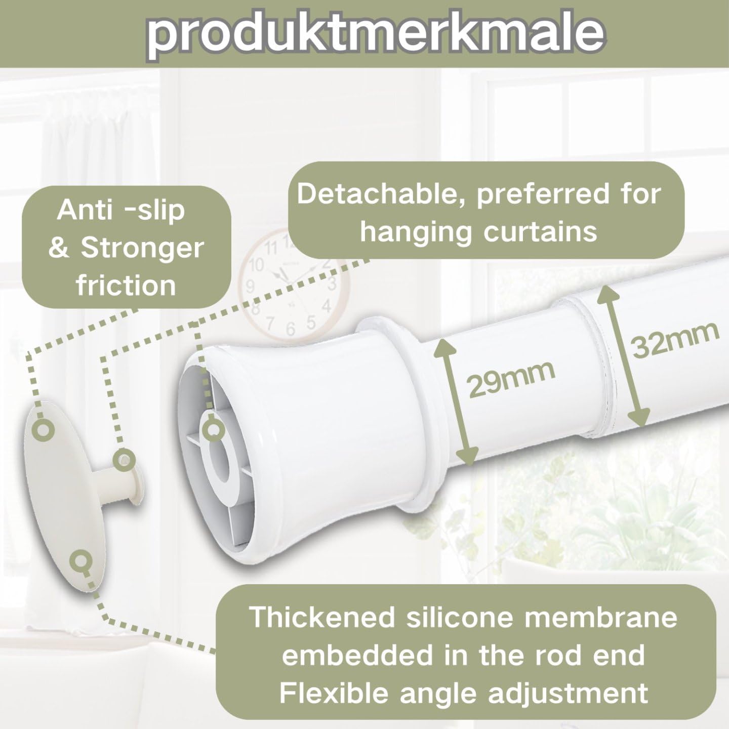 Extendable Shower Curtain Pole Telescopic Tension Rod No Drill 190-410cm