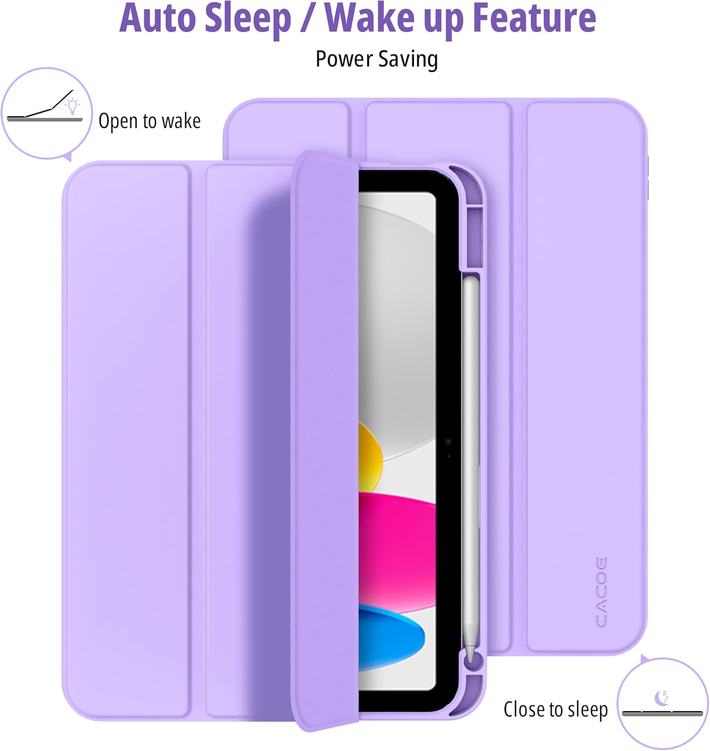 CACOE iPad 10th Gen 10.9 Case with Pencil Holder TPU Smart Cover