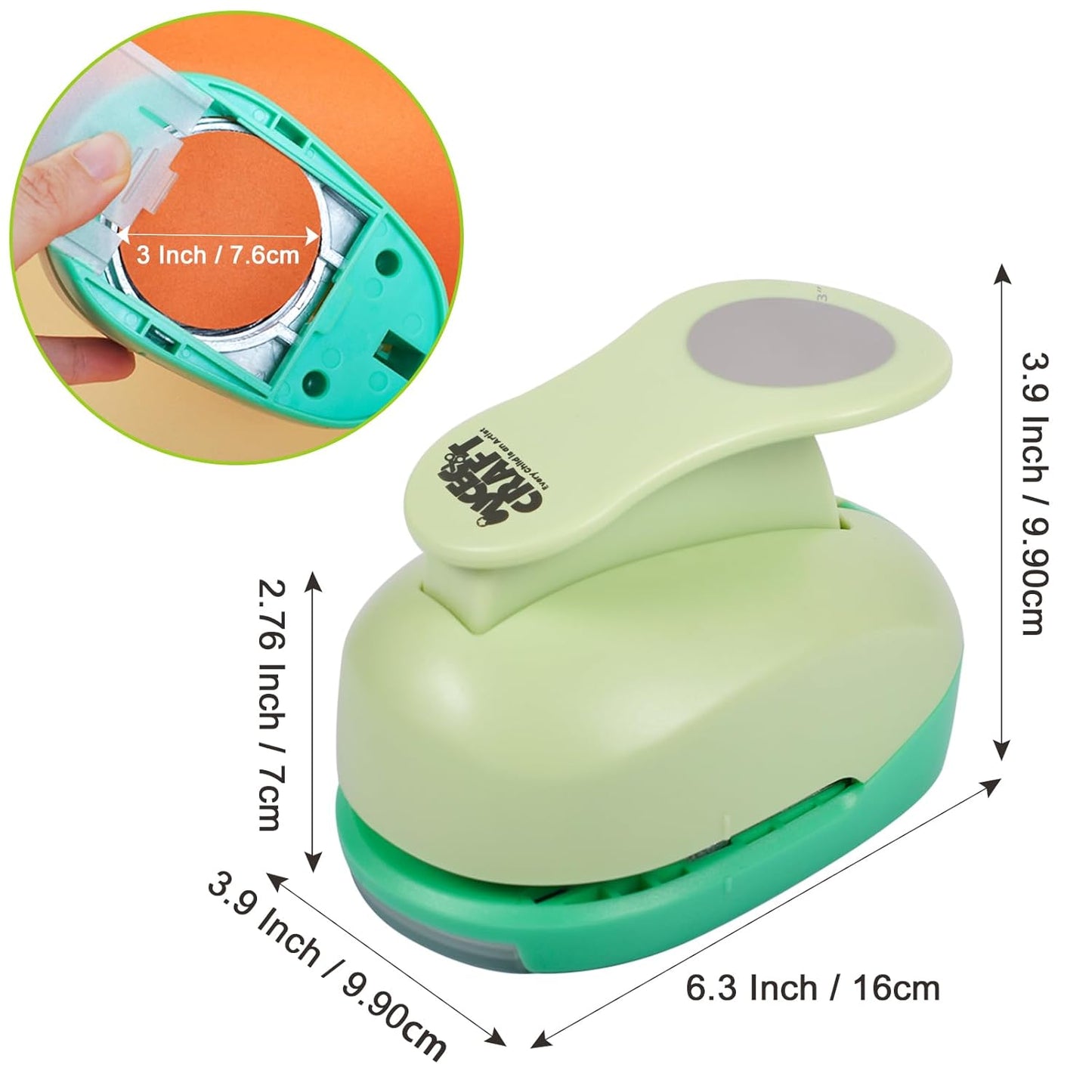 UCEC 3" Circle Paper Punch – Large Craft Hole Punch for Scrapbooking & DIY