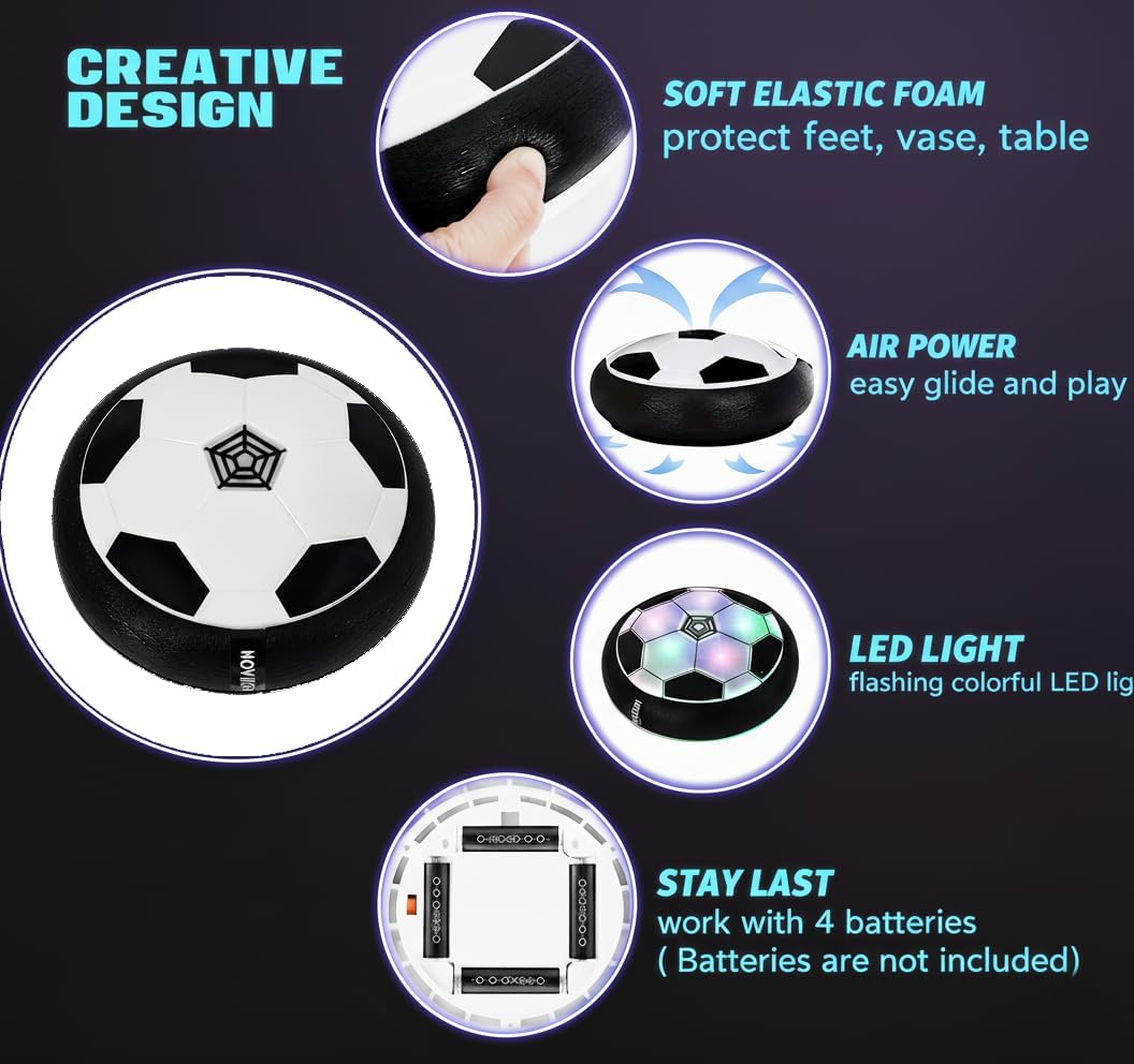 2 Pc LED Hover Football Set Indoor Air-Cushion Soccer Game Kids Gift