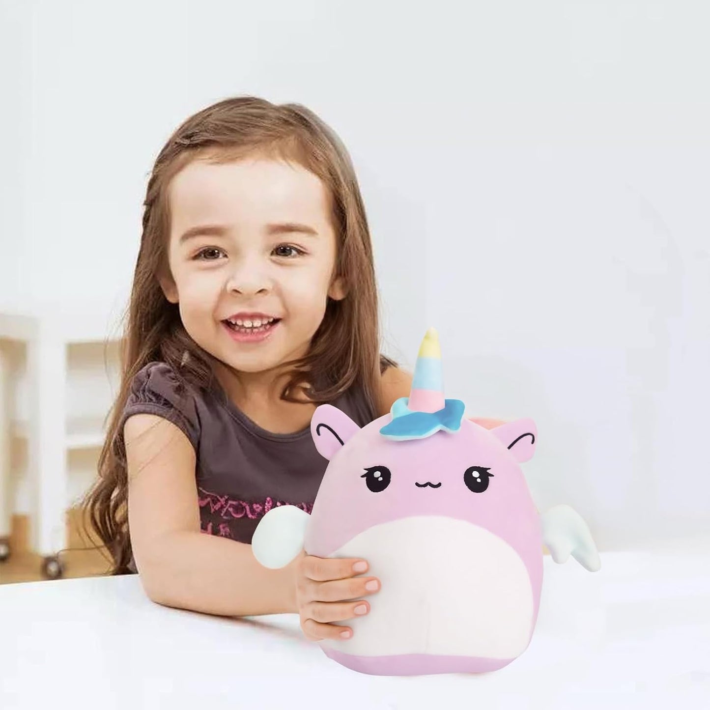 POPOYU 20cm Purple Unicorn Plush Pillow Toy Soft Cuddly Cushion