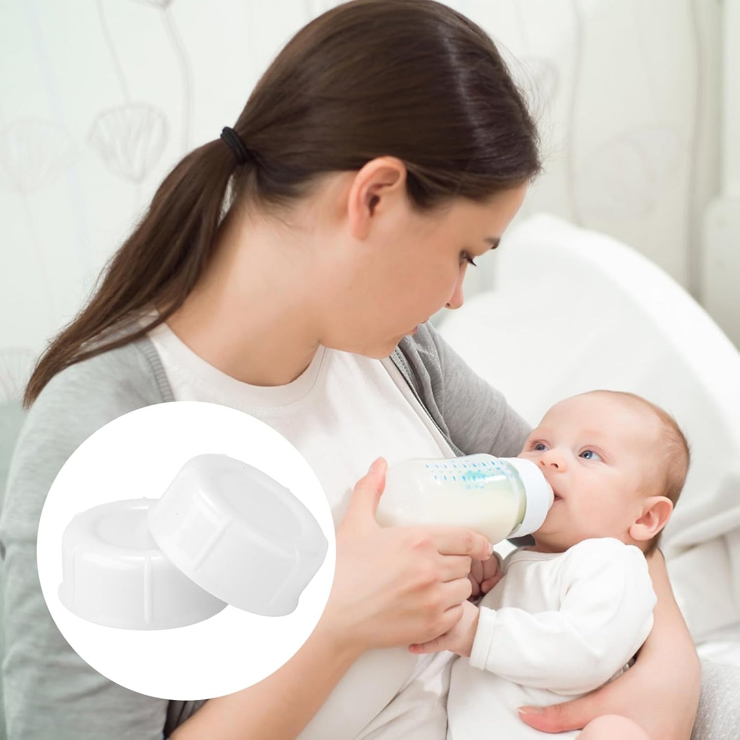 10 Narrow Baby Bottle Caps Storage Lids Replacement + Needles