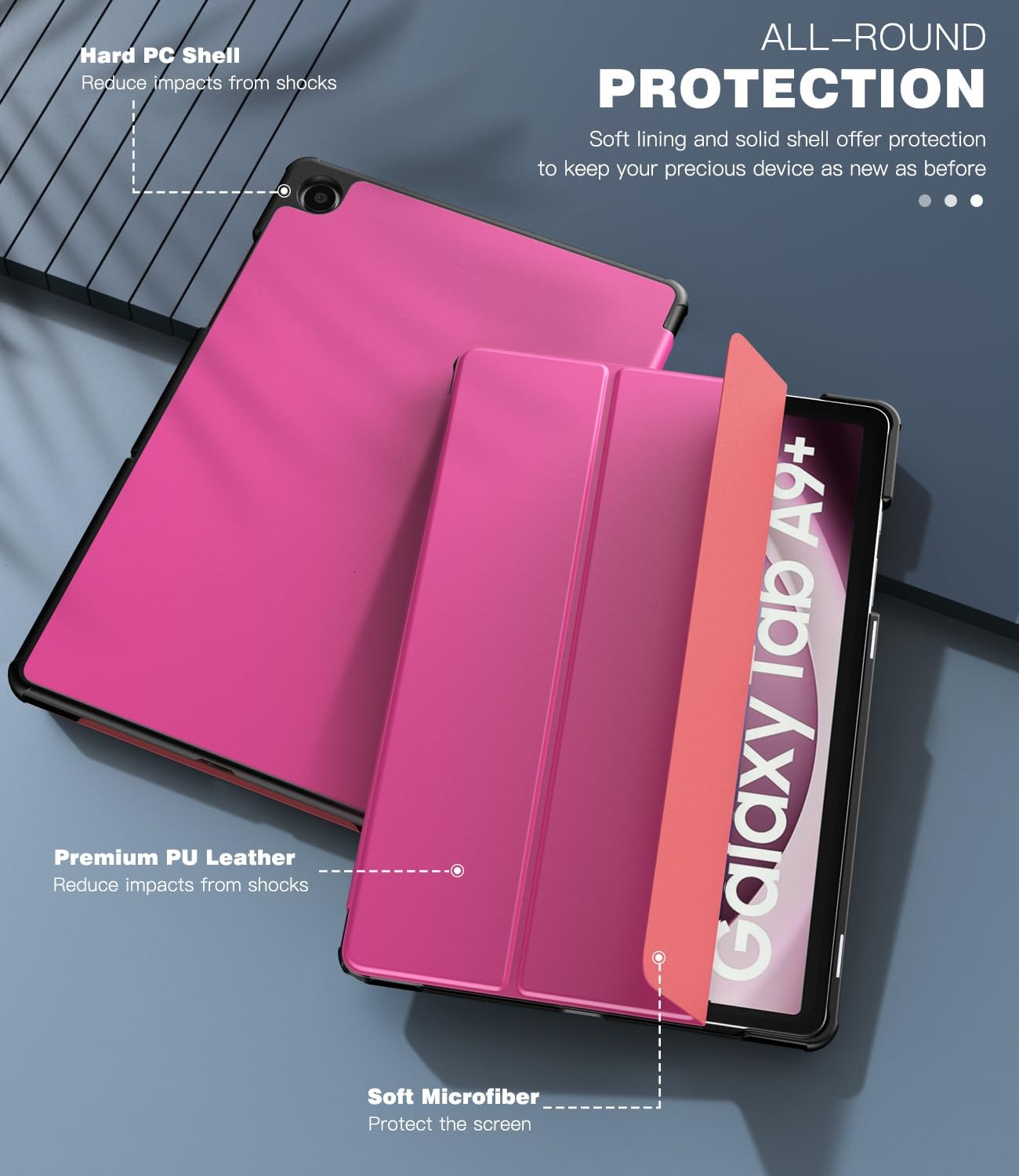 TiMOVO Samsung Galaxy Tab A9+ 11" Case Stand Cover Auto Wake Red B0CXJBV4WX