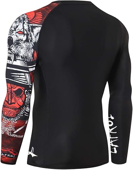 Mens Compression Rash Guard UPF50 Long Sleeve Baselayer Sports Top