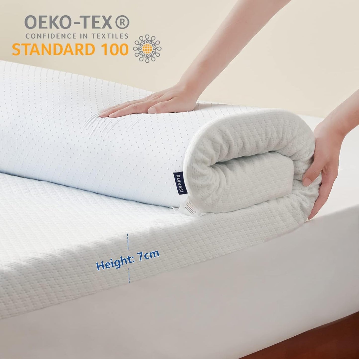 RUIKASI Memory Foam Mattress Topper Double 7cm Egg Crate Orthopedic Support