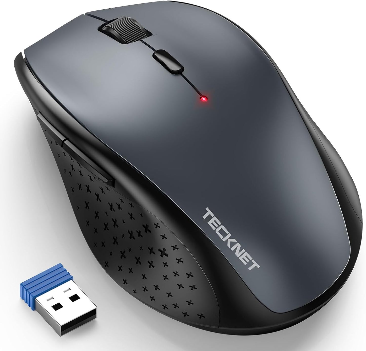 TECKNET Wireless Mouse 4800 DPI Adjustable USB Computer Mouse Grey