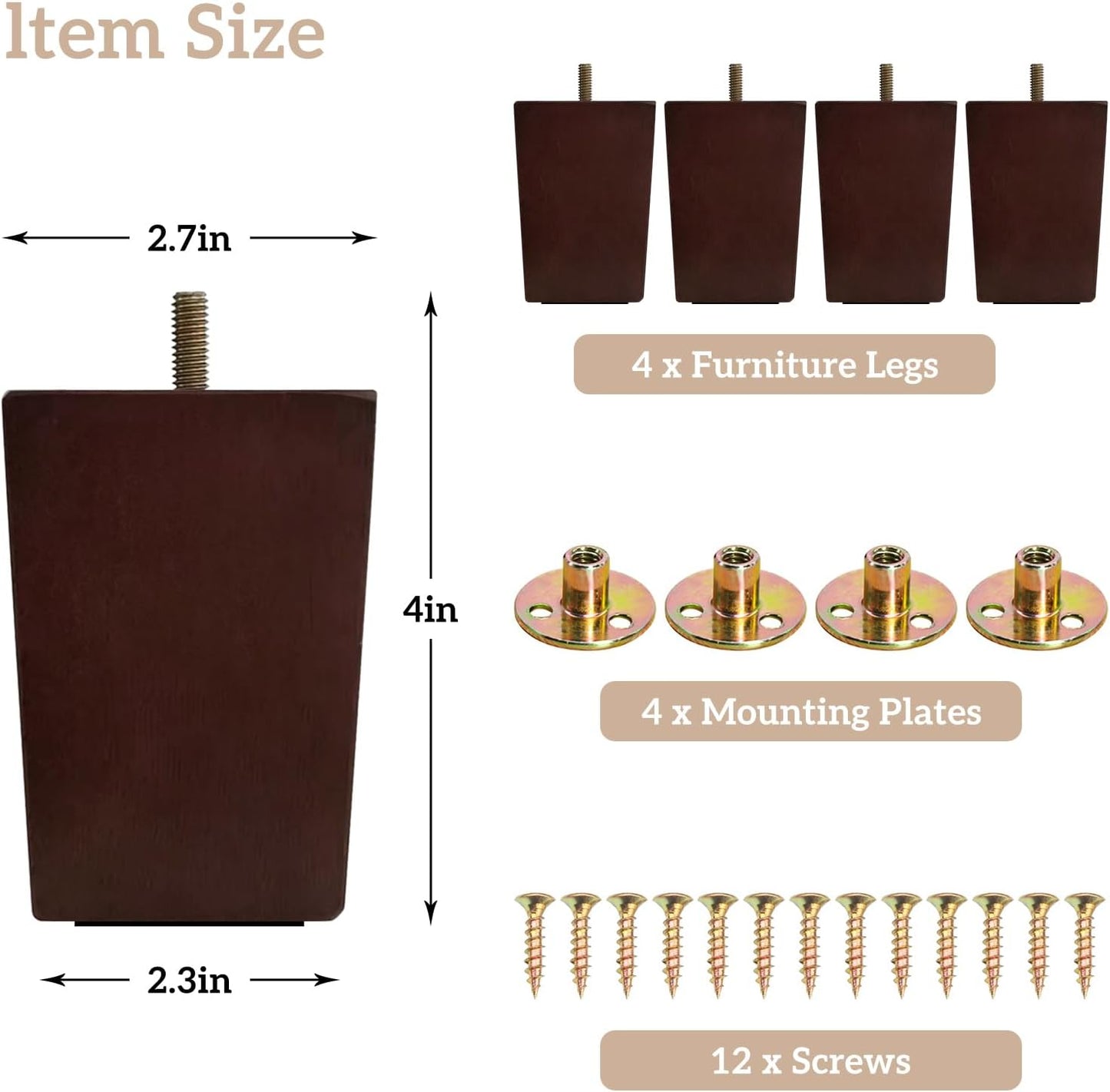 GOSCHE Wooden Furniture Legs Set of 4 Replacement Feet B097XPWYQM