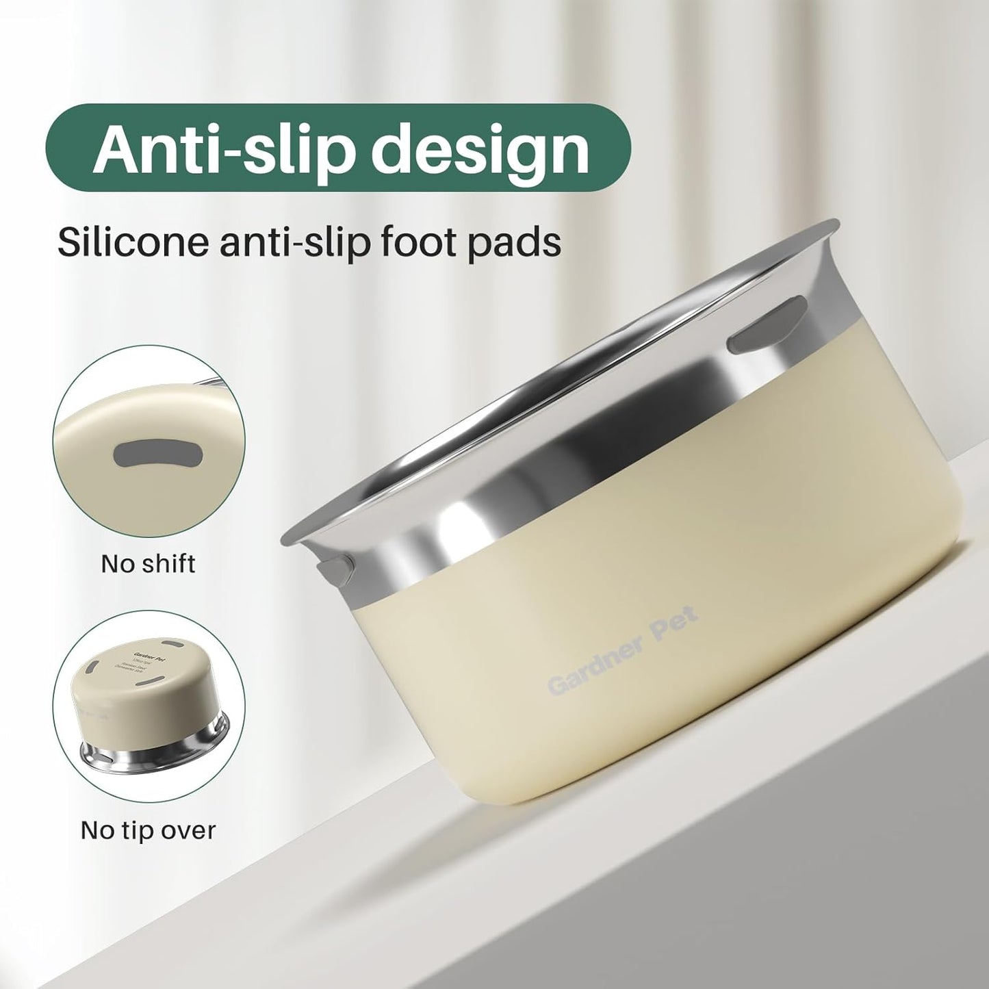Gardner Pet Anti Spill Stainless Steel Dog Water Bowl Slow Drink
