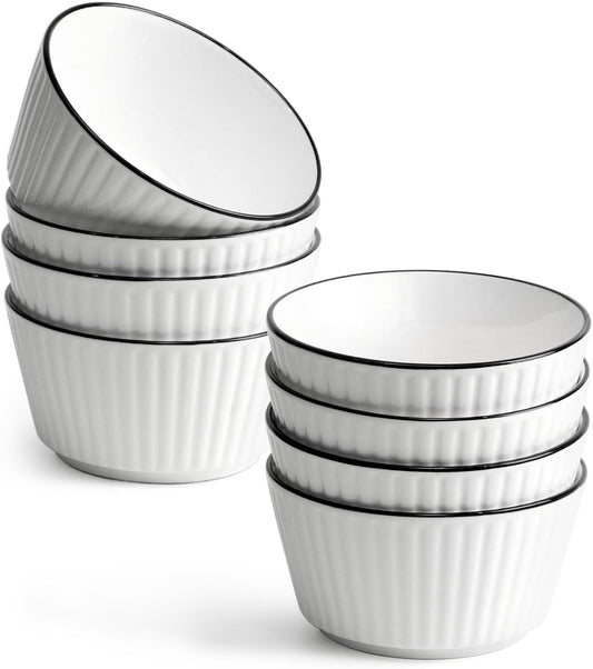 NUTRIUPS 8‑Pack 4.5″ Ceramic Bowls 350 ml – Food‑Safe, Dishwasher‑Safe Stylish Set