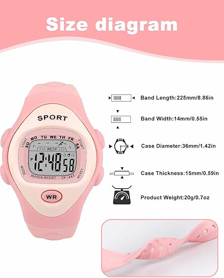 SOCICO Kids Digital Watch Waterproof LED Alarm Stopwatch