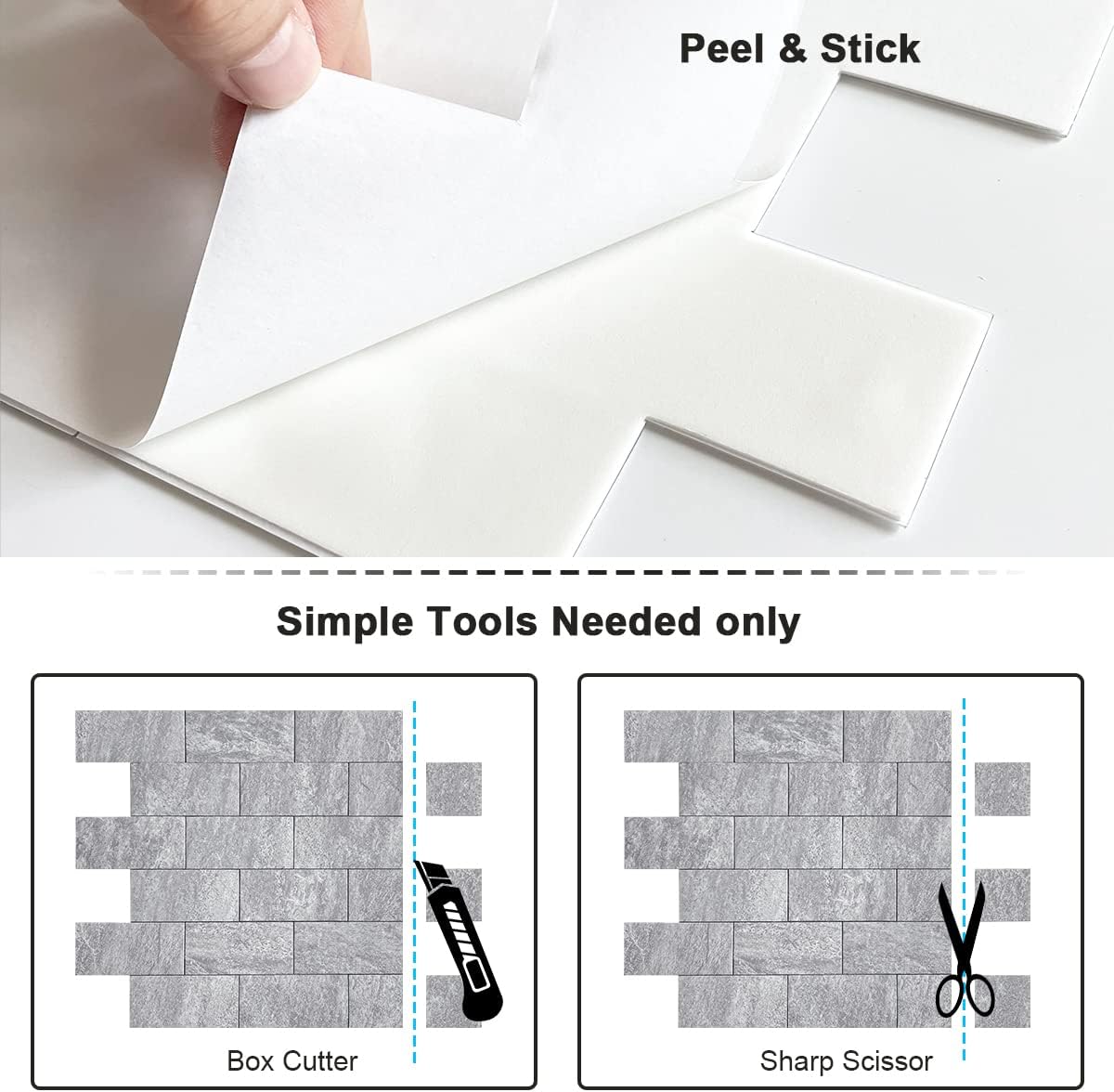BeNice Peel & Stick 3D Travertine Grey Backsplash Tiles